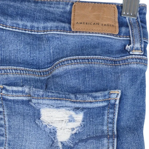 American Eagle Denim Shorts Women Blue High Rise Cutoff Raw Hem Distressed 26x4 - Picture 6 of 10